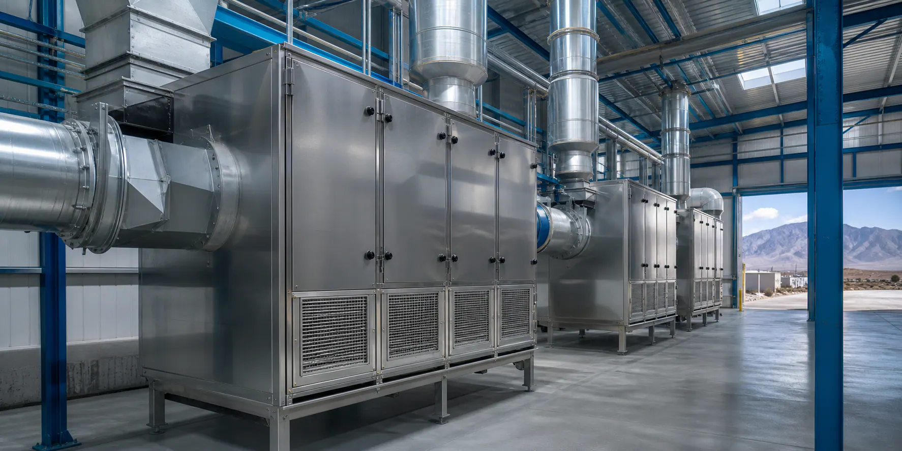 Proyecto de filtración industrial Instalación industrial de gabinetes y ductos